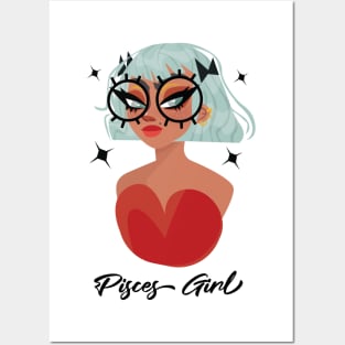Pisces Girl Zodiac Sign Astrology Posters and Art